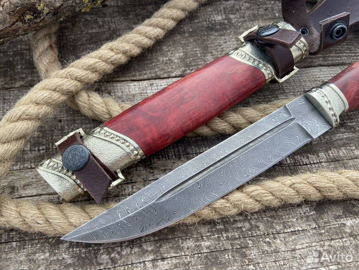 Нож «Пластун» подарочный дамаск карелка
