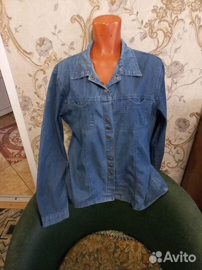Джинсовая рубашка женская 52 54 бу
