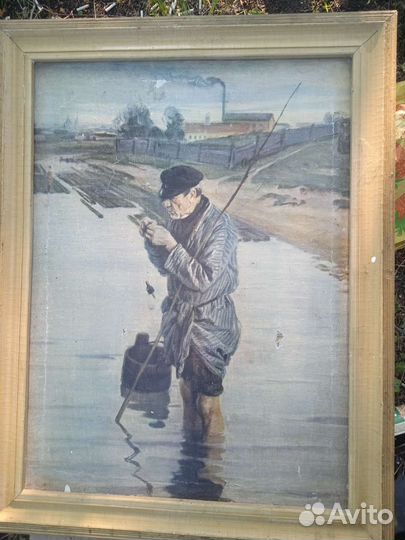 Старинная картина холст маслом