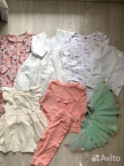 Одежда на девочку 74-80 (H&M, Carters, Pelican)