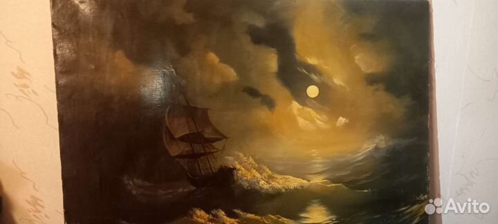 Айвазовский буря на море, картина маслом холст