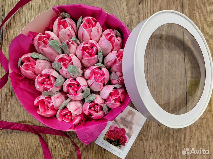 Зефирные тюльпаны в коробочках к дню воспитателя