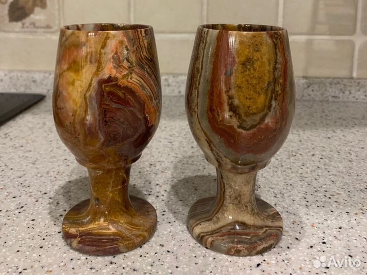 Стаканы из оникса, бокалы, стопки, рюмки