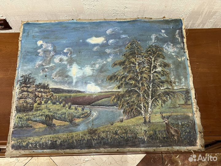 Картина маслом на холсте антикварная. Цена