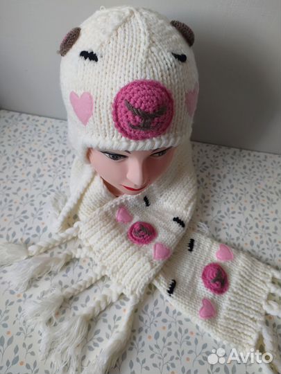 Шапка шарф для девочки демисезон 1,5 - 3года