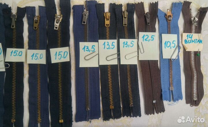 Замки молнии металлические и разъемные