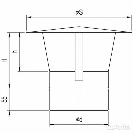 Зонт-Д феррум d200 наружный (430/0,5мм)