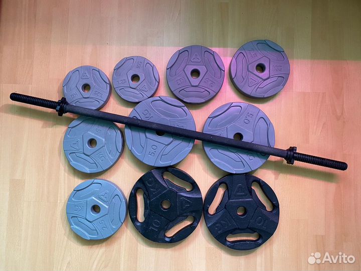 Набор блинов для штанги и гриф Torneo