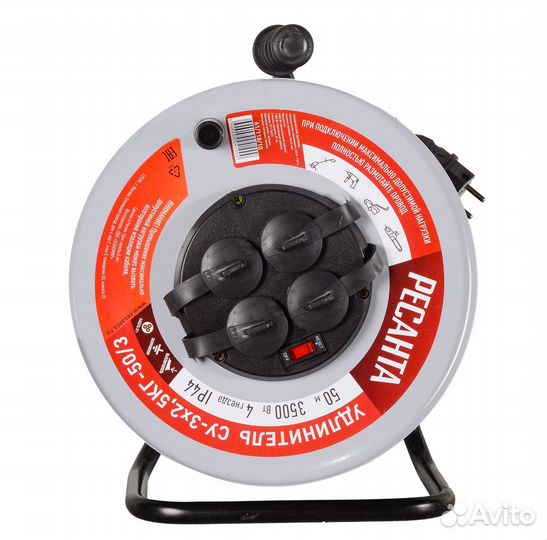 Удлинитель силовой Ресанта с выкл., 4 розетки IP44