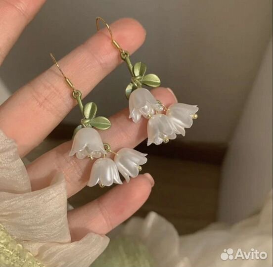 Серьги в виде цветка ландыш 2 вида