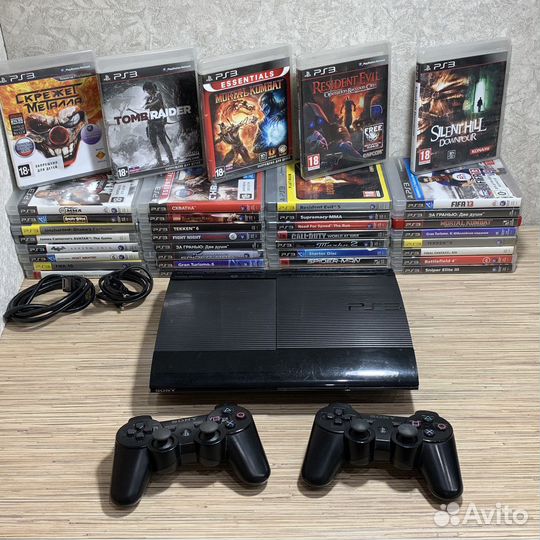 PlayStation 3 Super Slim 500Gb + 55Игр + 2Геймпада