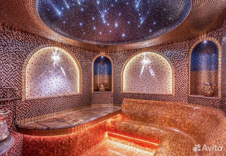 Сиденья, купола, лежаки для хамама. Мебель в хамам