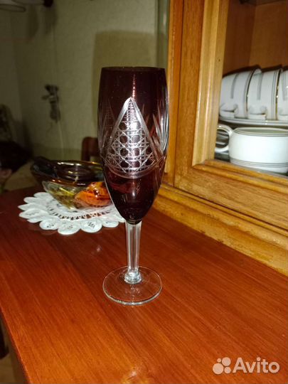 Бокалы фужеры рубиновый цветной хрусталь