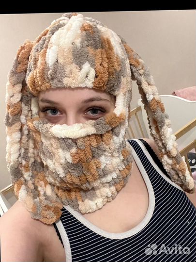 Балаклава вязаная с ушками