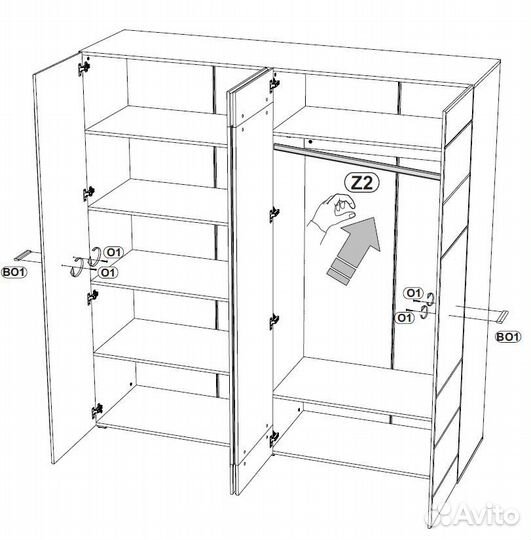 Шкаф 4-х створчатый белый глянец