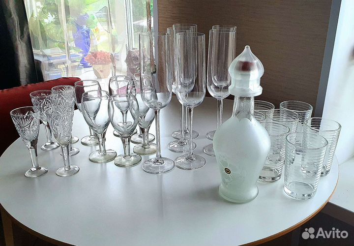 Бокалы, фужеры, стаканы, стопки, штоф