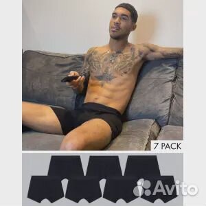 Набор из 7 черных трусов из смесового хлопка ASOS