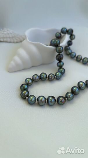 Бусы черный речной жемчуг