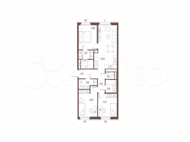 3-к. квартира, 84,1 м², 7/10 эт.