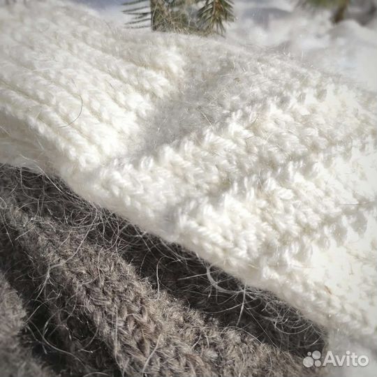 Варежки ручной вязки пуховые