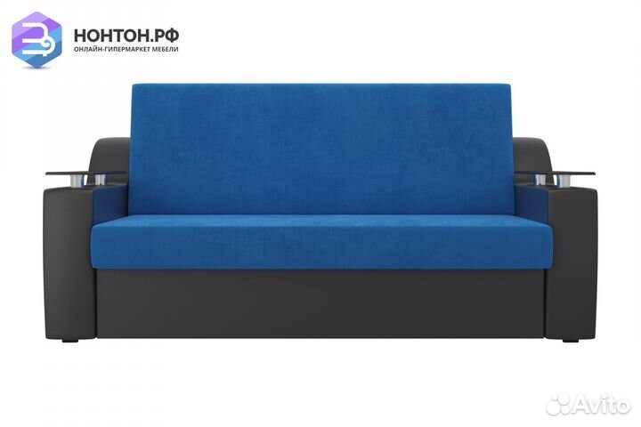 Диван аккордеон Сенатор черный / голубой
