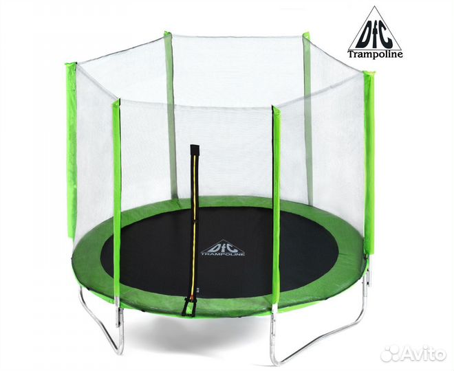 Батут DFC Trampoline Fitness с сеткой 14ft зелёный