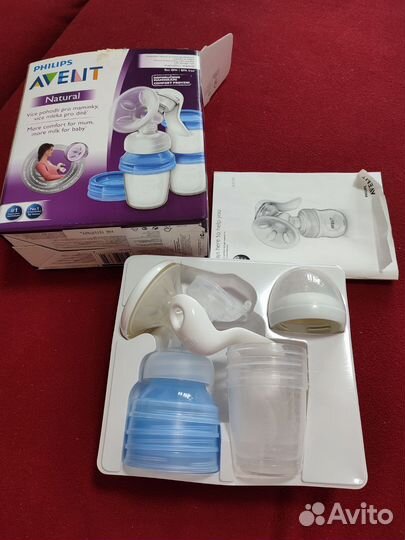 Молокоотсос Avent ручной с контейнерами для молока