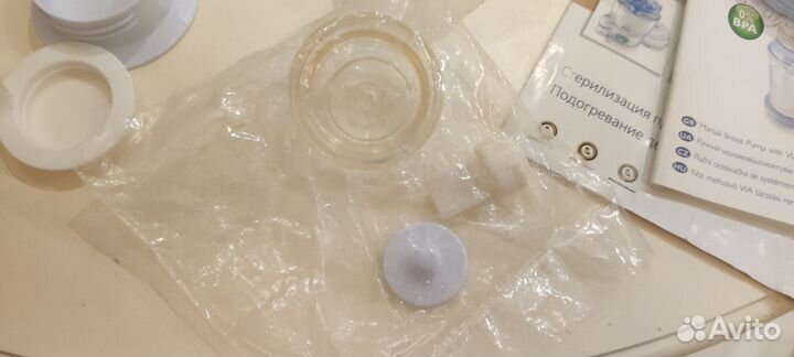 Молокоотсос avent ручной+накладки на грудь