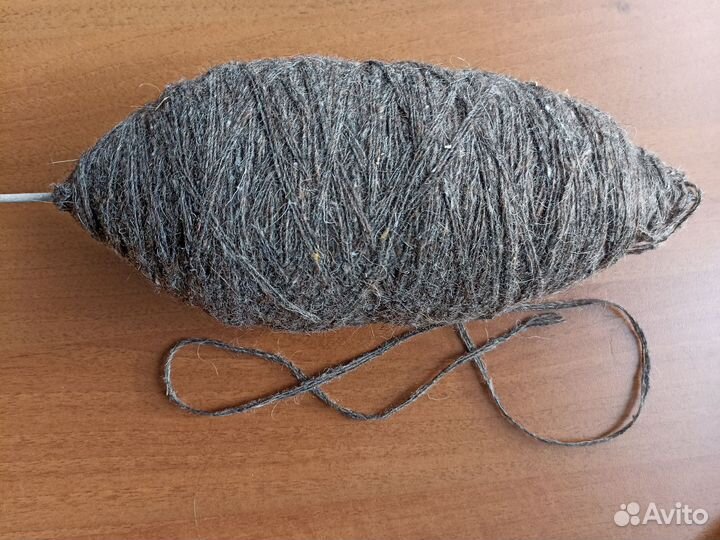 Пряжа носочная серая овечья шерсть 1 моток