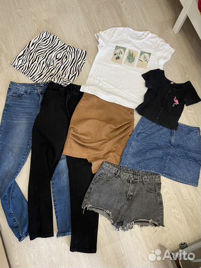 Женская одежда пакетом футболки, юбки, джинсы р.46