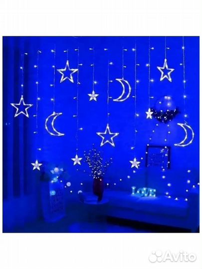 Светодиодные гирлянды в виде звезд и луны*1