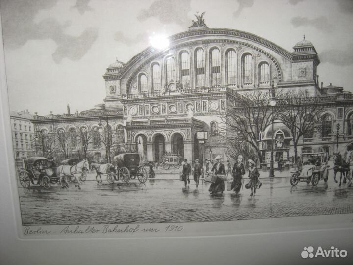 Антикварная гравюра докер вокзал