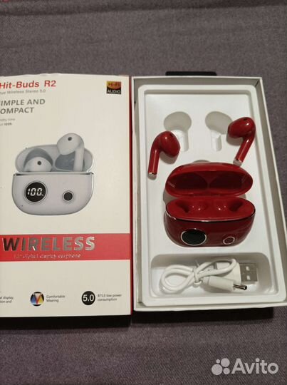 Беспроводные наушники новые Hit-Buds R2 красные