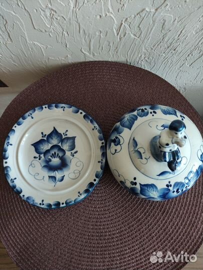 Гжель масленка блюдо для оладьев блинчиков