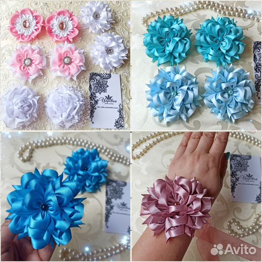 Ободок, банты бабочки, цветы