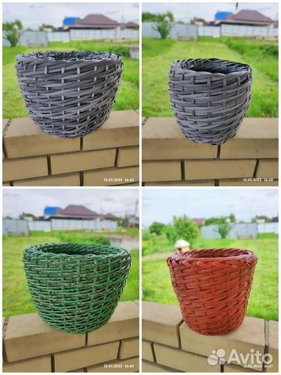 Кашпо из искусственного ротанга