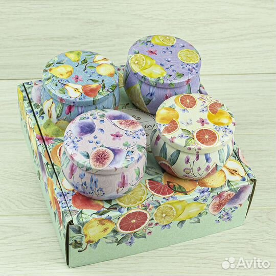 Набор 4 шт сувенирных баночек Фрукты 130мл №27