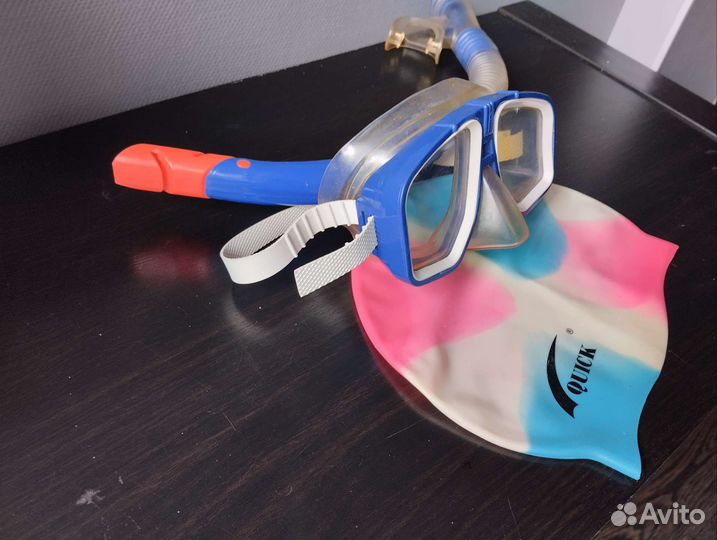 Очки и трубка для ныряния, силиконовая шапка