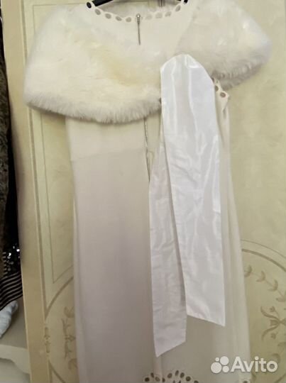 Меховая горжетка с завязками из тафты