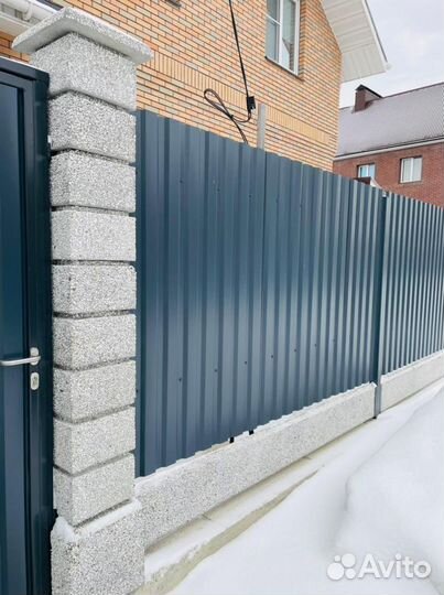 Блоки для забора серые