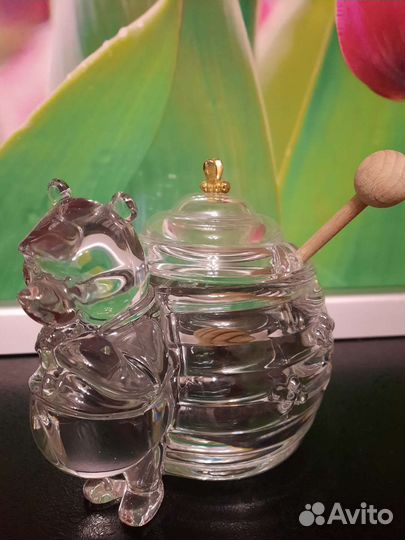 Ёмкость для мёда хрустальная Мишка с ульем