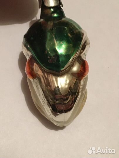 Ёлочная игрушка голова Деда мороза двухсторонняя