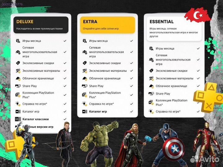 Подписка ps plus Delux+ EA play Турция (Арт.11561)