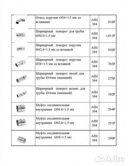 Комплектующие, фурнитура для перил из нержавейки