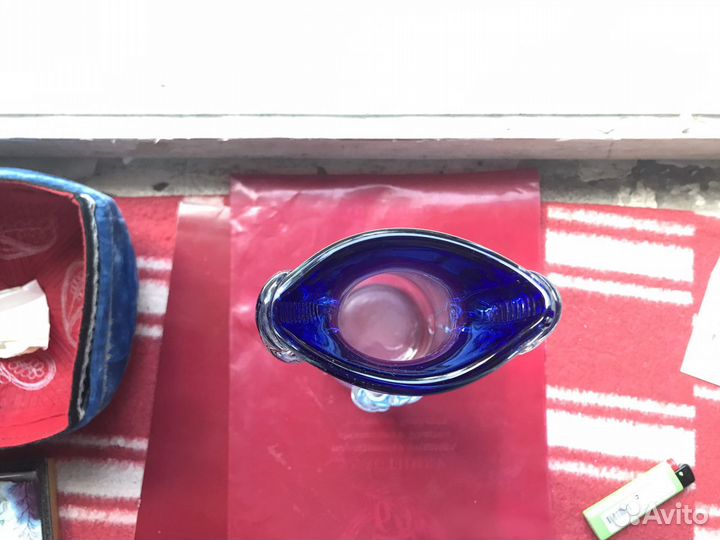 Винтажная ваза Богемия цветное стекло