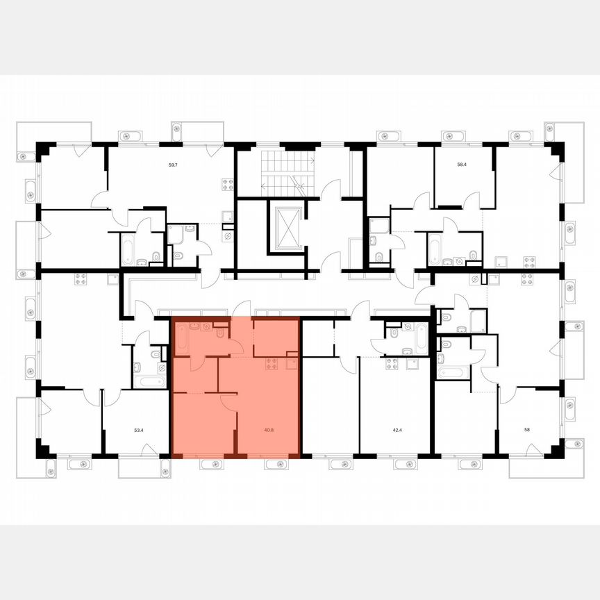 1-к. квартира, 40,8 м², 6/9 эт.