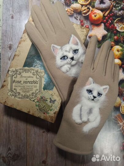 Перчатки Кошечки ручной работы
