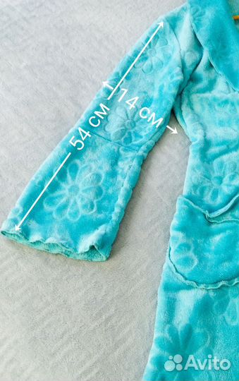 Халат 48 50 размер домашний с поясом голубой