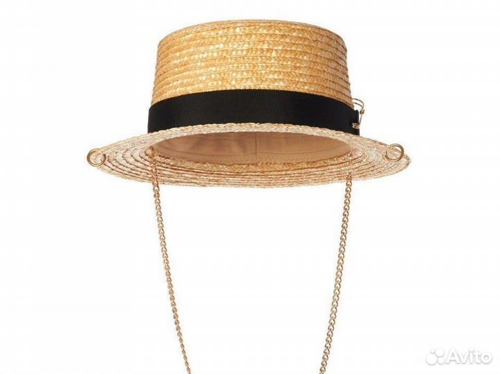 Соломенная шляпа канотье с цепью