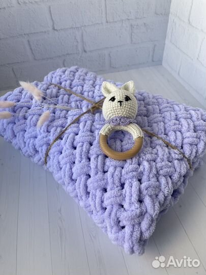 Плюшевый плед «Лавандовый рай» и погремушка зайка